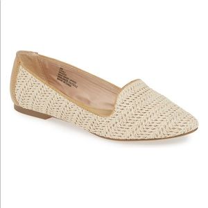 nude woven flats